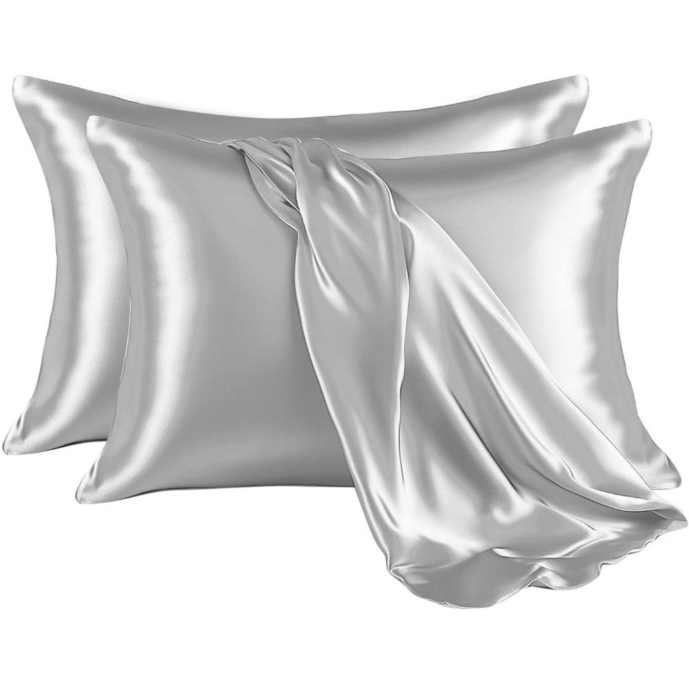 Наволочка из атласа размера Queen Size для волос и кожи, наволочка из шелкового атласа, 2 шт., набор наволочек из 2 шт., шелковистая наволочка с застежкой-конвертом