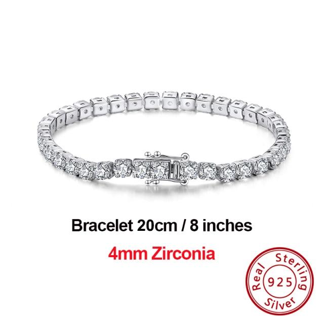 4mm Round Cut Tennis Bracelet In 925 Sterling Silver White Gold Woman Men Bracelets Bangle Jewelry Hand Chain Sb94