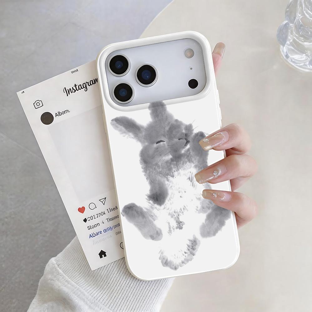 Rabbit in Chinese ink Wash Painting Phone Case For iPhone 17 Air 16 15 14 13 12 11 Pro Max Plus Shockproof Cover Coque