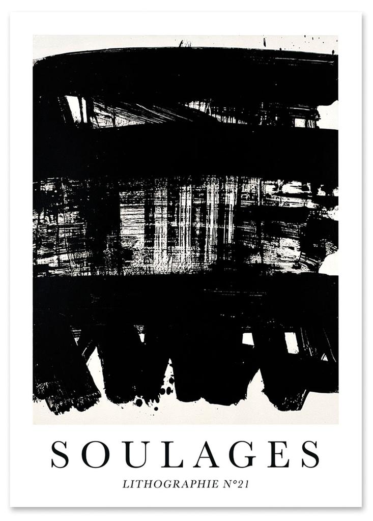 Poster Abstraction Black and White Soulages