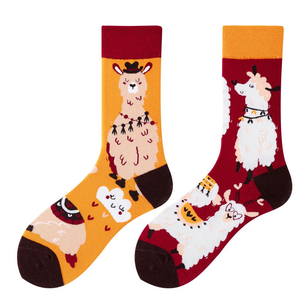 Asymmetric Colorful Christmas Cotton Socks for Couples