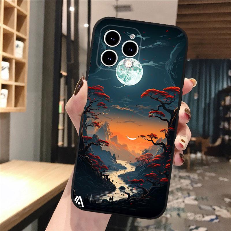 Чехол для телефона с изображением лунного ночного пейзажа для iPhone 15 14 Pro Max 13 12 11 Pro Max XSMax XR 12 13 mini 14 Plus Shell