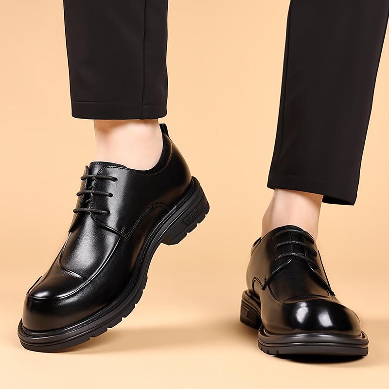 Мужские деловые туфли из коровьей кожи первого слоя, мужские деловые туфли на платформе с большой головкой, мужские туфли из кожи с гравировкой