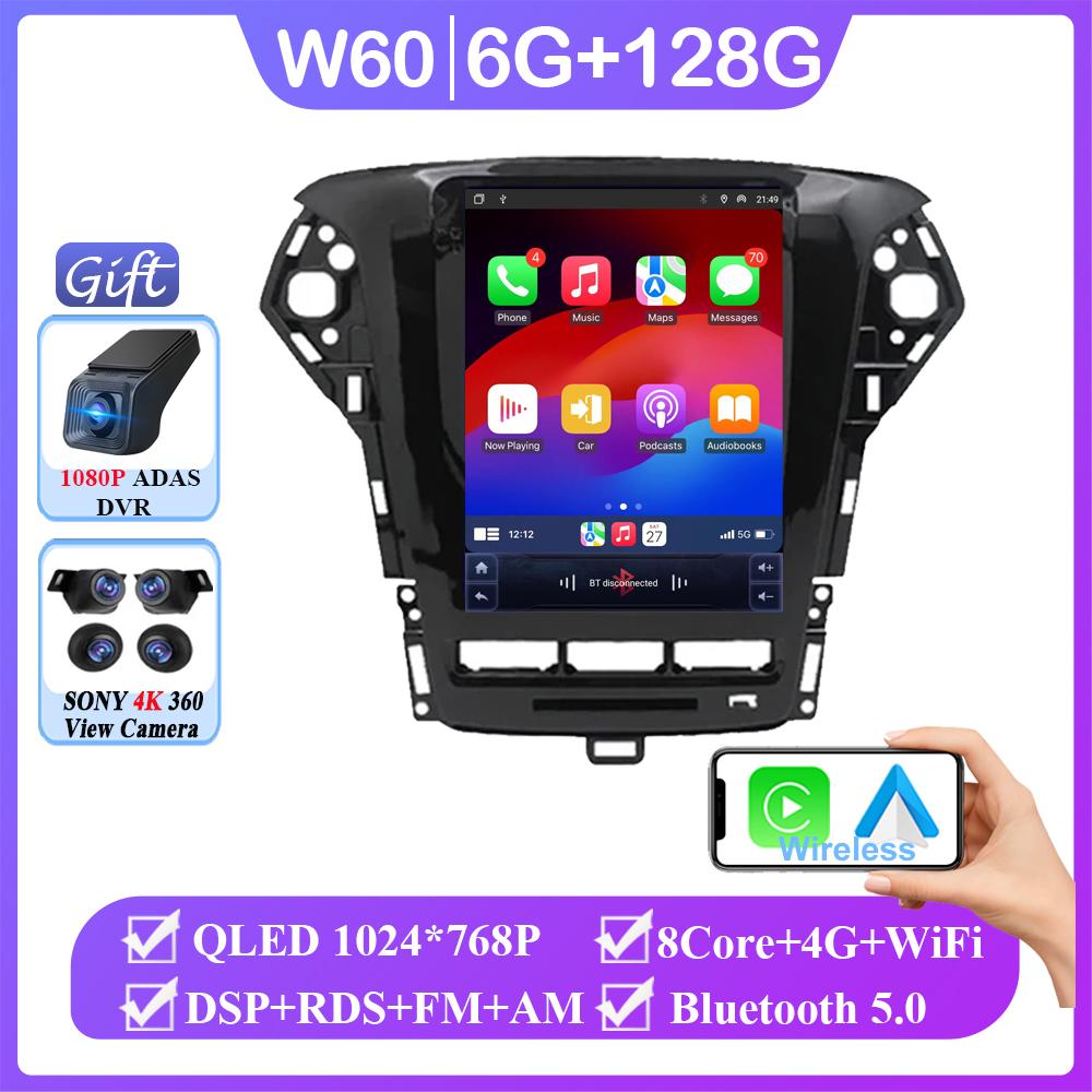 Для Ford Mondeo MK4 2011-2013 Автомагнитола Carplay Android 14 DSP Мультимедиа Авто 4G WIFI BT 9,7-дюймовый экран Авторадио Стерео QLED