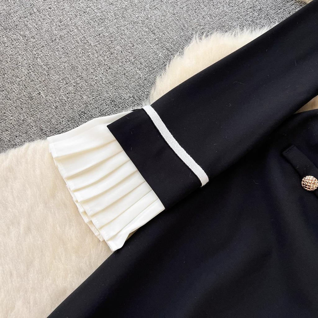 Платье-стойка с лоскутным принтом, имитация двух частей, Vestidos De Mujer, элегантное, винтажное, шикарное, на пуговицах, комплект высокого класса, халат Sweet Femme