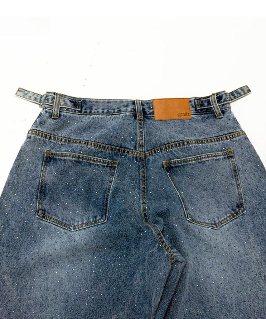 GRAILZ Crystal Washed Denim Pants [Blue]