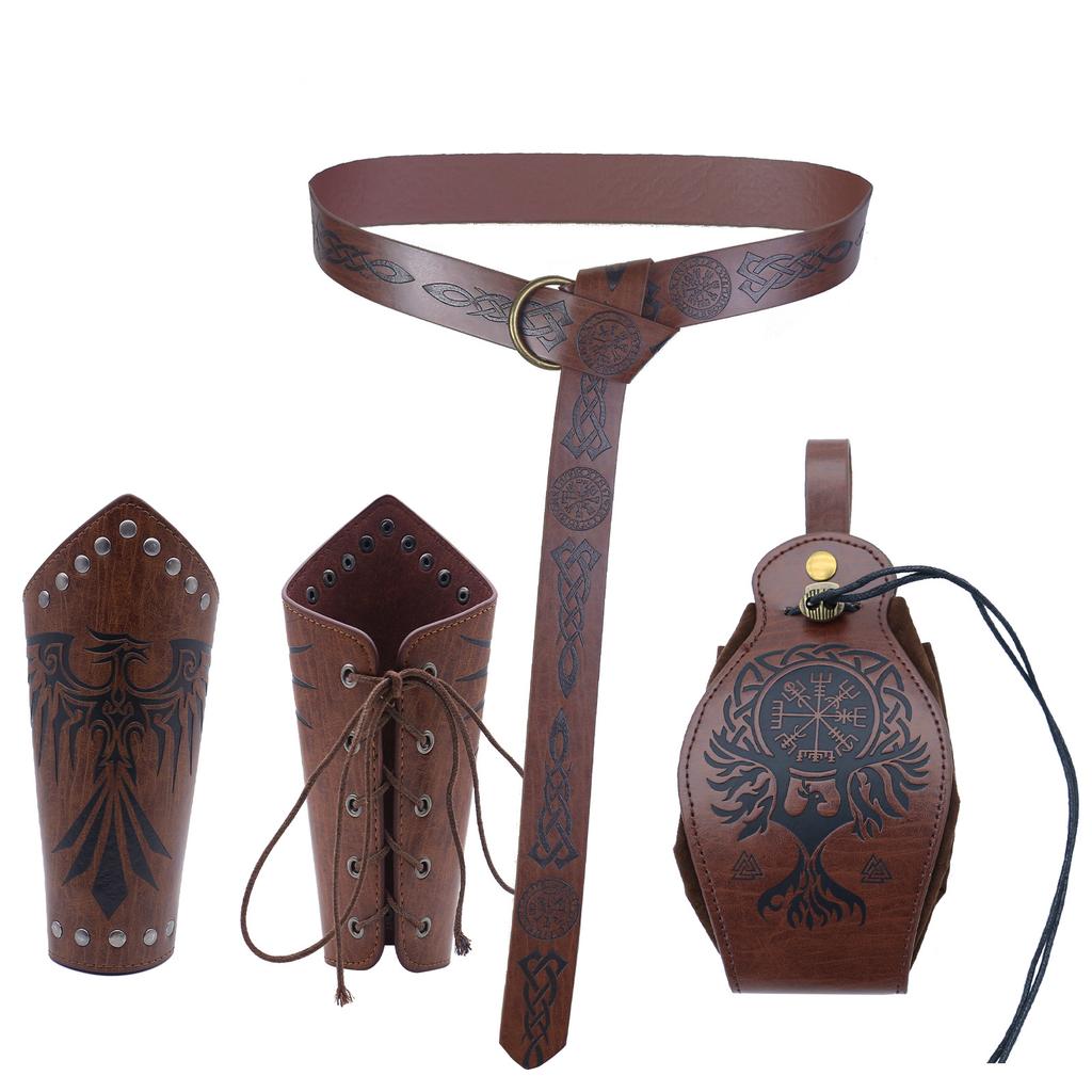 Medieval Knight Pu Belt Viking Vintage Bag Bag Halloween Cosplay Costume Dress Up Props