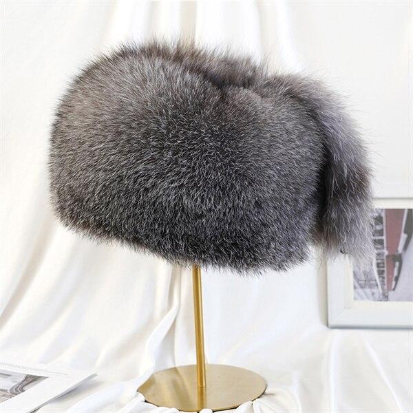 Толстая шапка из лисьего меха Пушистая шапка с мехом Женская повязка на голову Меховая шапка Лыжная шапка Аксессуары