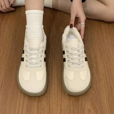 Женская зимняя обувь, осенняя новая мода, теплая повседневная обувь в студенческом стиле с широким носком, мягкая и удобная обувь на плоской подошве, повседневная спортивная обувь для отдыха на открытом воздухе 2024