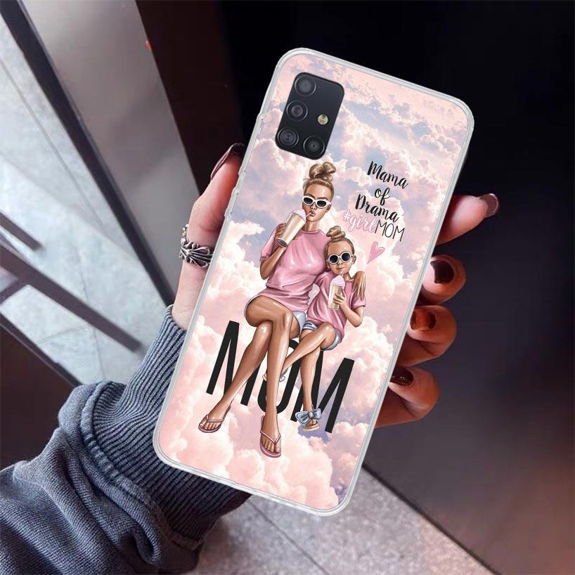 Girl Super Baby Mom Pink Phone Case For Samsung Galaxy A12 A52S A42 A32 A22 A51 A50 Note 20 Ultra 10 S10 Plus A71 A70 A31 A30 A1