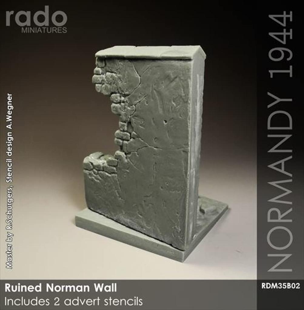 Rad Miniatures Масштаб Мировая война II Разрушенный нормандский камень Нормандия Диорамная база Набор из смолы RDM35B02 1/35 Стены, 1944,