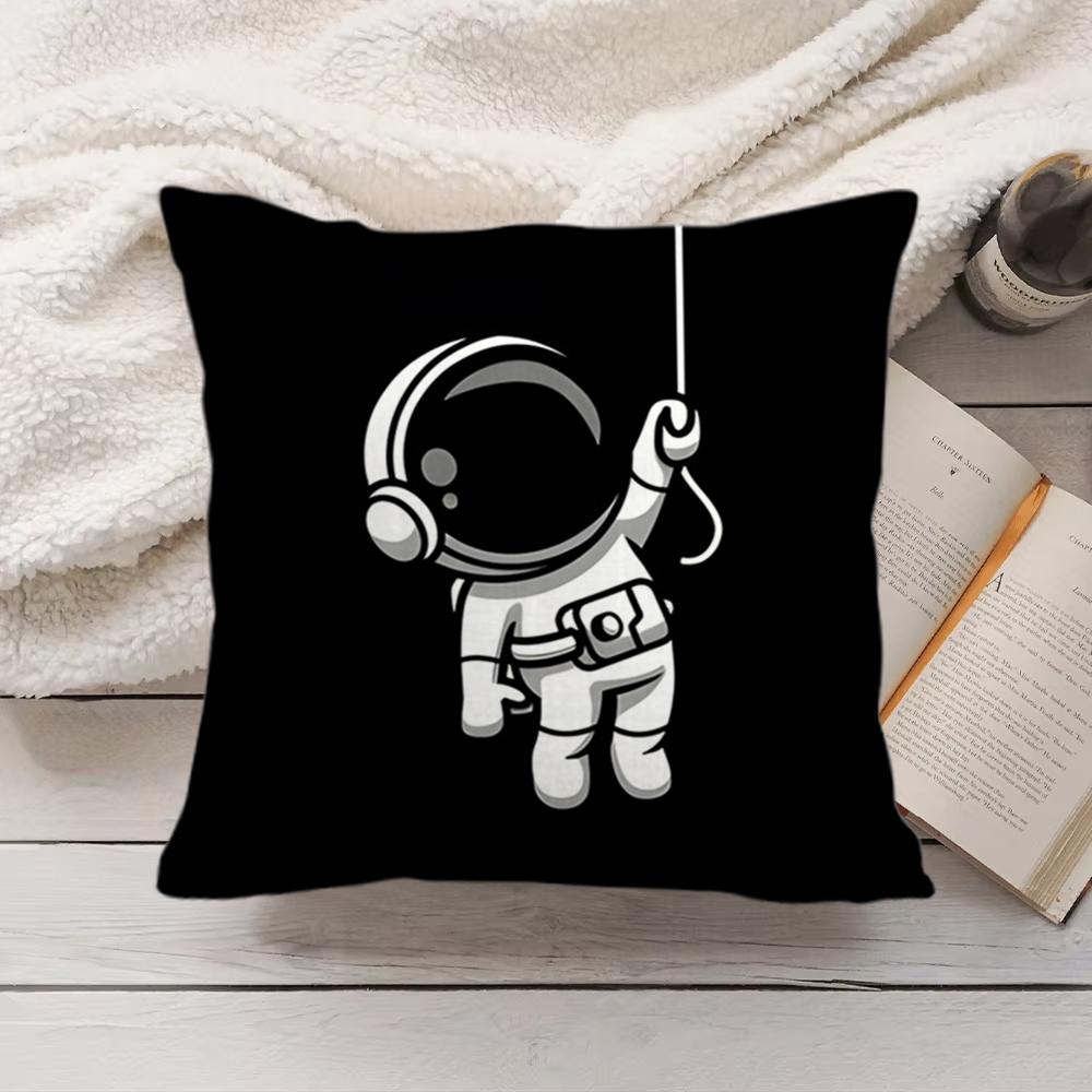 Cute Cartoon Astronaut Cushion Cover Short Plush DoubleSided Printing Home Machine Washable in Warm Winter Pillow Cover