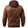 Men's Fall/Winter Double-Decker Trend Locomotive Casual Leather Jacket Hooded Coat Large Size