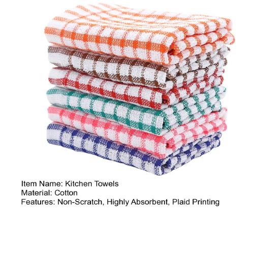 1/6 шт. чистящие полотенца, не царапающие, высокоабсорбирующие, хлопковые полотенца для мытья посуды, клетчатый принт, многоразовые, для дома, ресторана, отеля, тряпки для мытья посуды, руки