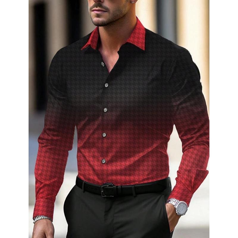 Мужская рубашка в стиле business casual с принтом, длинный рукав, официальная, на пуговицах, для осени, зимы, весны, лета, с манжетами, длинный рукав