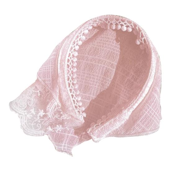 Женская повязка на голову в клетку с кружевным принтом, треугольный шарф, нескользящая повязка на голову в пасторальном стиле, обруч для волос, аксессуар для волос