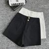 Женские черные эластичные шорты А-силуэта с высокой талией 2024 года - модная летняя верхняя одежда