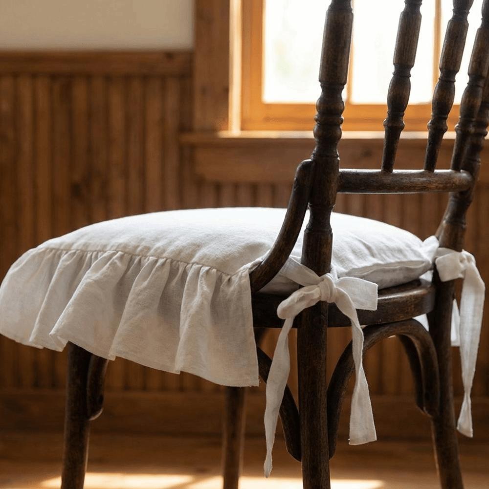 Soft Ruffled Chair Cover with Ties Chair Slipcover Minimalist Seat Protector Dining Chair