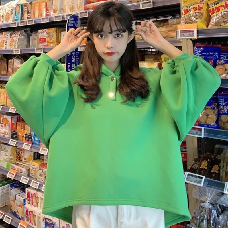 Осенние женские толстовки с капюшоном в виде рога динозавра из мультфильма Harajuku, симпатичные толстовки с короткими рукавами сзади, длинный свитер, повседневный свободный спортивный костюм