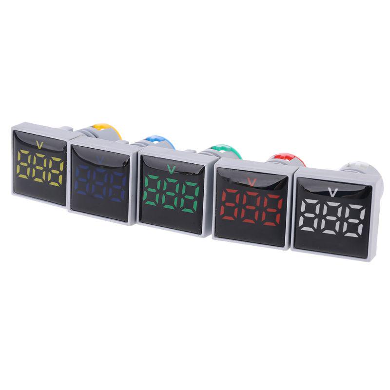 Digital Square Voltmeter AC 20-500V Volt Panel Meter Voltage Indicator LED Light 22mm Car Accessories