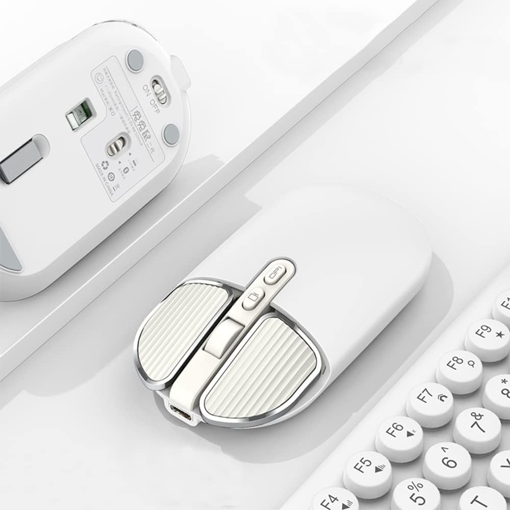 M203 USB Wireless Bluetooth Mouse Ultra Thin Quiet Rechargeable Wireless Compact Lightweight Compatible with iOS13 or Surface Tablet White 5.1