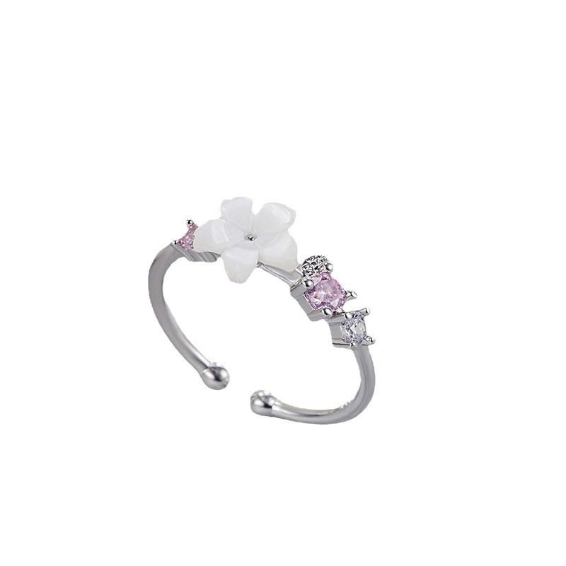 Sakura Temperament Ring: Women's Korean Style with Inlaid Diamond, Sweet Mori Girl Fashion