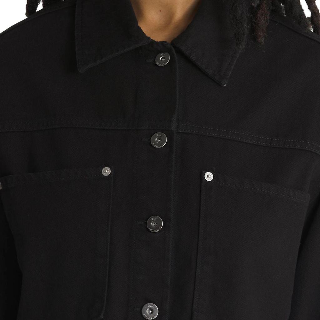 Vans Укороченная куртка Raynes Trucker, однобортная куртка с длинным рукавом и лацканами, женские куртки, черный цвет VN000G8SBLK