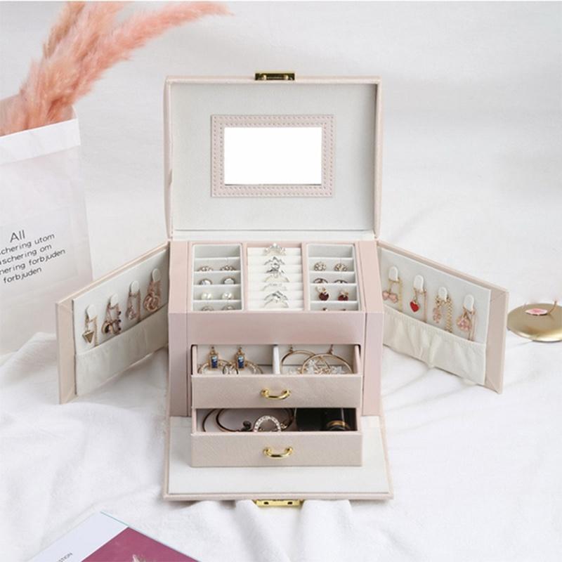 Portable S/M/L Size Jewelry Box Multi-Functional PU Jewelry Case for Rings Earrings Necklaces Accessories Travel Jewelry Box