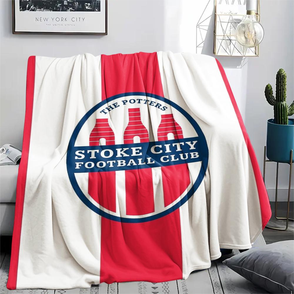 1PC Stoke City FC Print Flannel Blanket, High quality Comfortable for All Seasons, Home Decor, Warmth and Comfort, Perfect for Christmas Gifts182