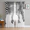 Животные Зебра Черно-белые Простые Тюль Шторы Кухонная Дверь Шторы Шифон Прозрачная Вуаль Рождественские Шторы Для Гостиной