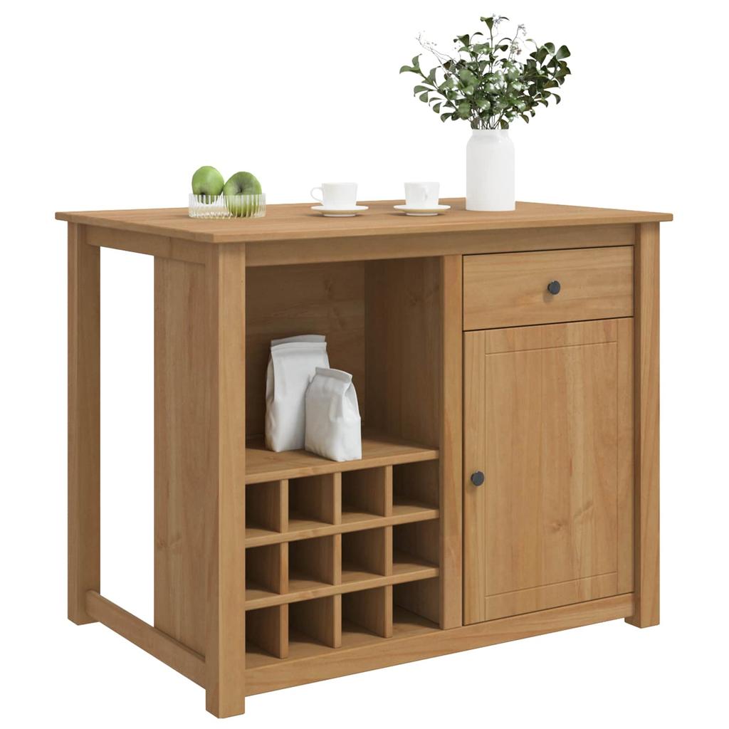 Kitchen Trolley with Door PANAMA 2 pcs Honey Wax Finish 112 x 77 x 90 cm
