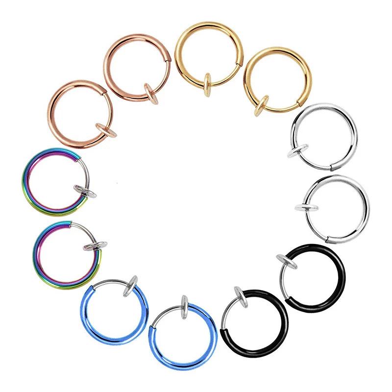 Поддельные серьги, кольца для носа, кольца для губ и клипсы для ушей на пружине без пирсинга – популярные европейские и американские трансграничные украшения