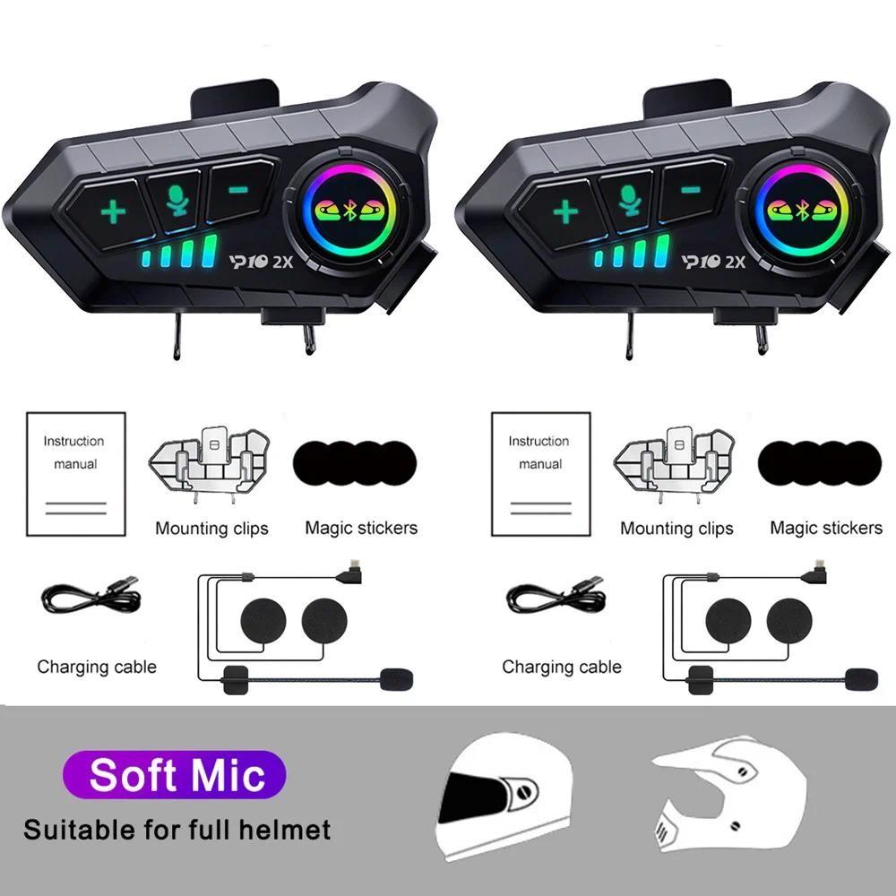 Motorcycle Intercom Headset Helmet intercommunicator Moto 300M For 2 Riders Waterproof Music Sharing Interphone
