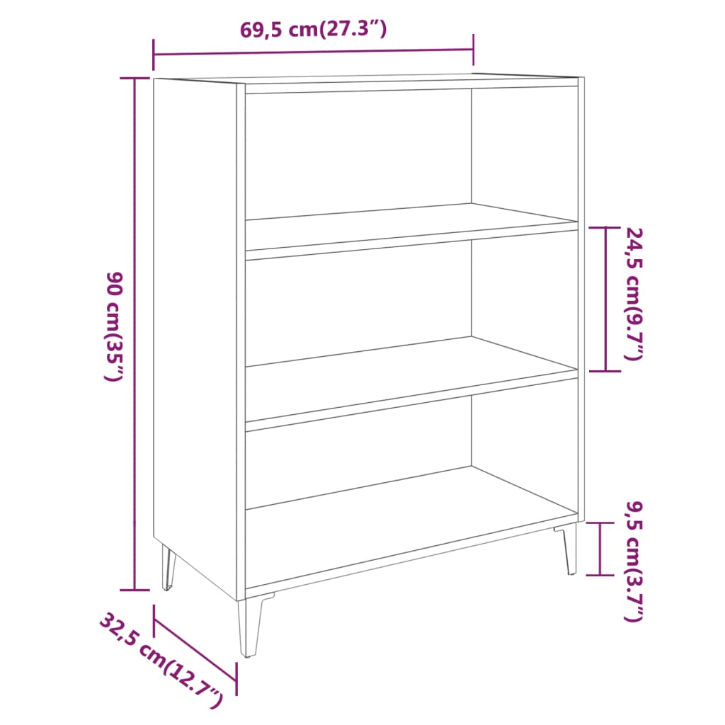 Vidaxl Szafka, Szarość Betonu 69,5X32,5X90 Cm, Materiał Drewnopochodny