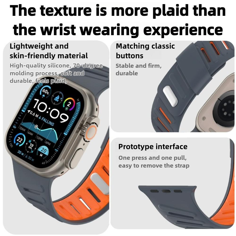 Силиконовый спортивный ремешок для Apple Watch Ultra 49 мм, браслет с наклонной застежкой для iWatch Series 10 46 мм 9 8 7 6 5 4 SE 42 мм 44 мм 45 мм, ремешок с наклонной застежкой