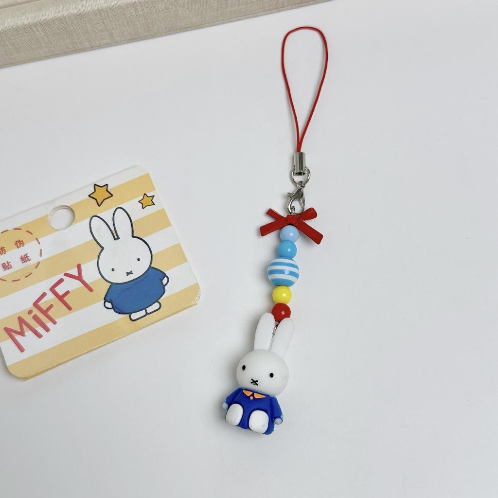 Kawaii Anime Miffy Keychain Cartoon Little Rabbit Bow Creative Keychain Bag Punk Style Bow Girl Gift