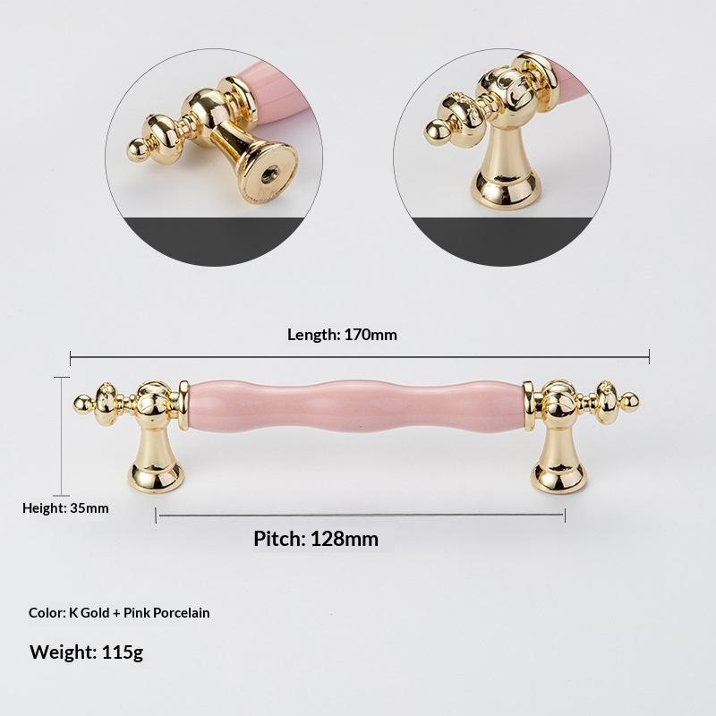 Modern Colored Ceramic Furniture Handle Golden Wardrobe Cabinet Handles Closet Door Knob Dressing Table And Drawer Pull Hardware