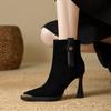 Women'S Metal Pointed Toe Autumn And Winter Platform Soft Leather Bootsfrench Retro Style High Heel Temperament Fashion Boots
