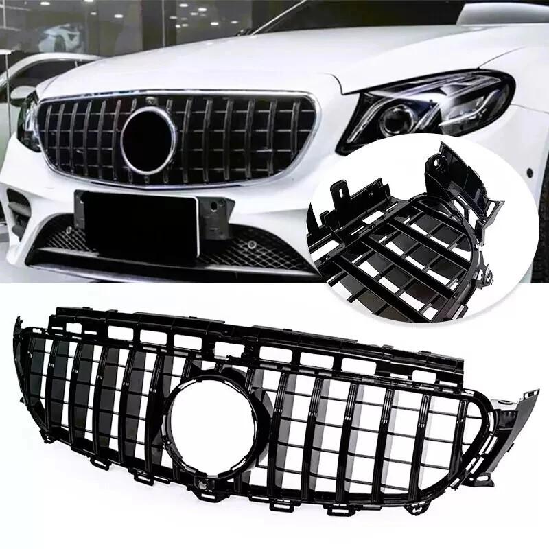 DQQ3 For Mercedes Benz E Class W213 C238 Gloss Black Front Bumper Grille GT Style 2016 2017 2018 2019