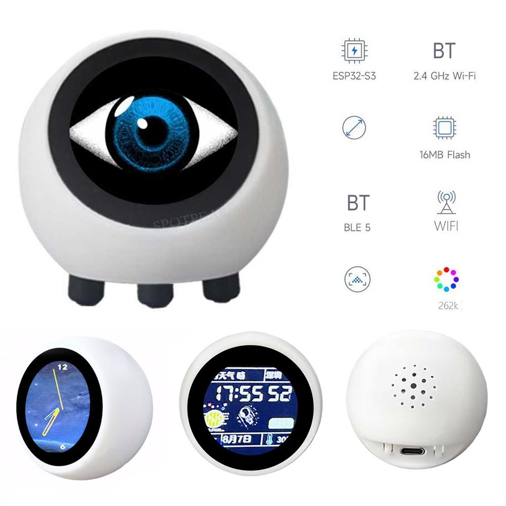 Умный робот-шар XiaoZhi AI Voice Chat, совместимый с espHome Assistant -S3, 1,28-дюймовая ЖК-плата разработки, Wi-Fi, часы, DeepSeek