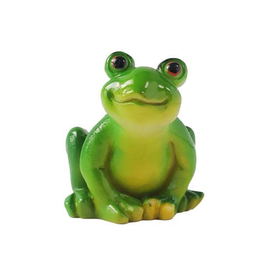 Garden Miniature Frog Statue Indoor Outdoor Sitting Frog Figurine Resin Cartoon Animal Sculpture Flower Pot Microlandscape Decoration Ornament