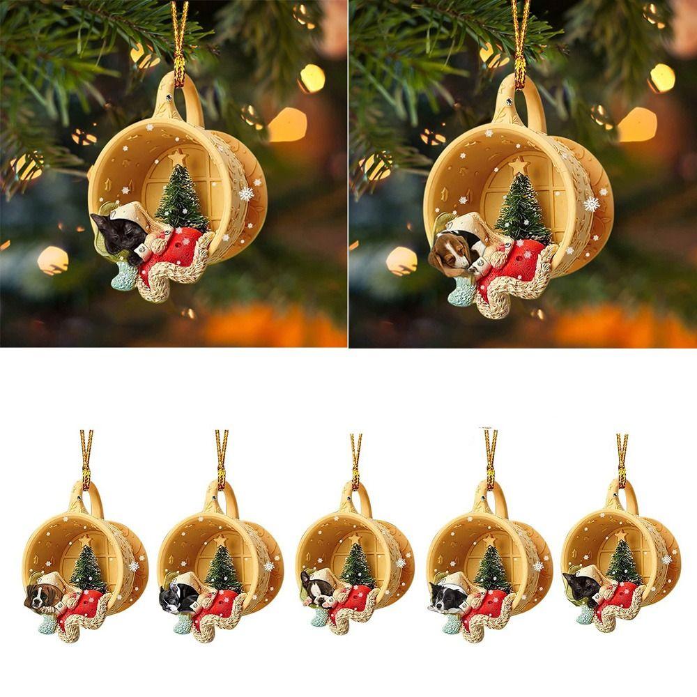2 Pcs New House Decor Pendant Mreey Christmas Hanging Basket Dachshund Pendant Christmas Decoration