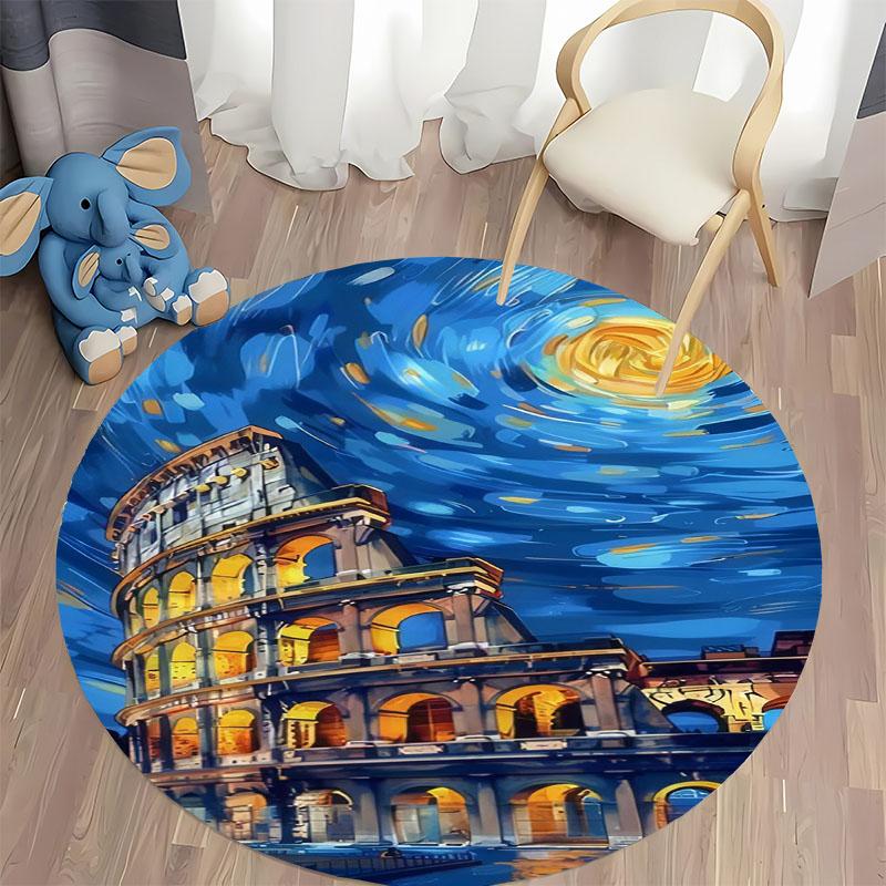Starry Night-Inspired Colosseum Rug for Living Rooms round carpet for home sofa bedroom, gift