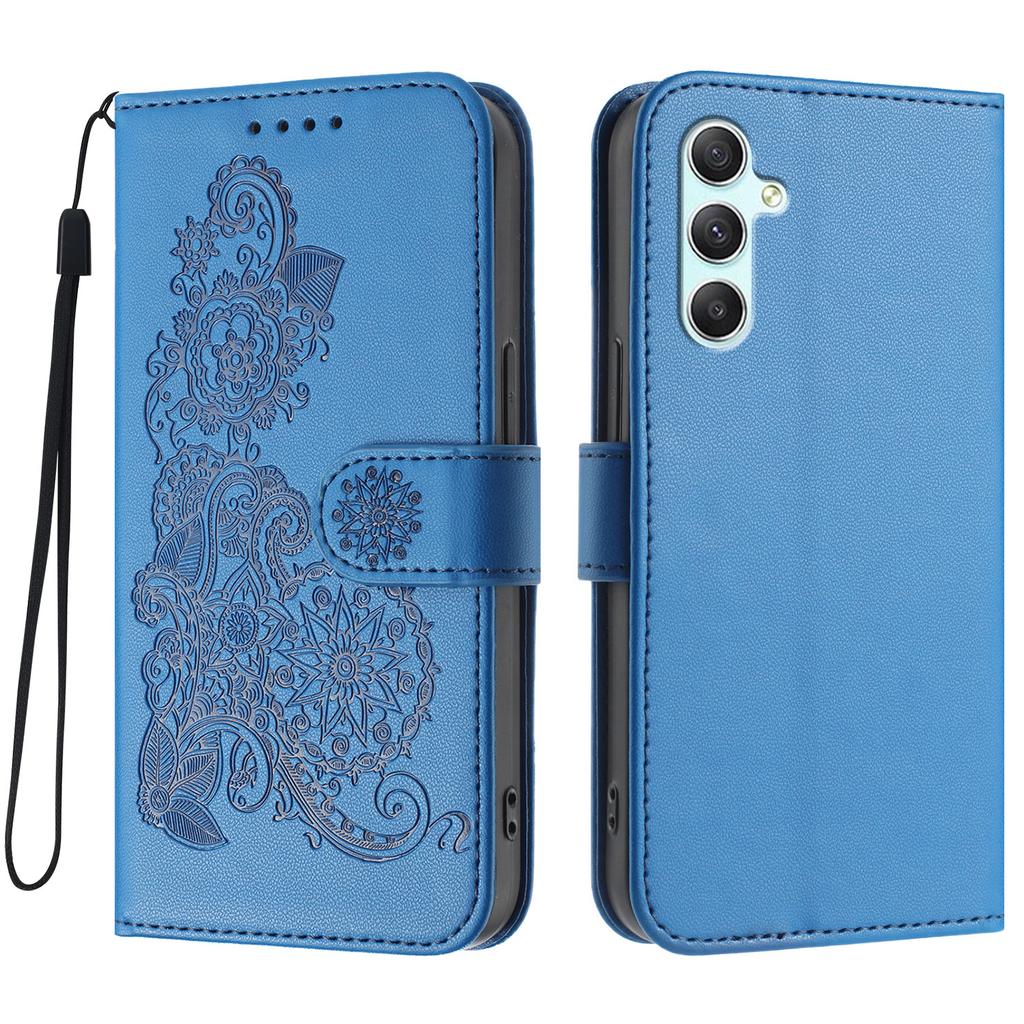 For Samsung Galaxy A34 5G Phone Cases Mandala Flower Leather Wallet Mobile Cover with Strap