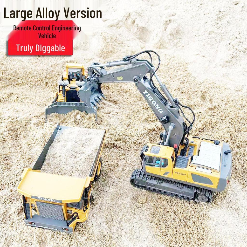 Free Shipping Alloy Remote Control Excavator Dump Truck Toy for Kids