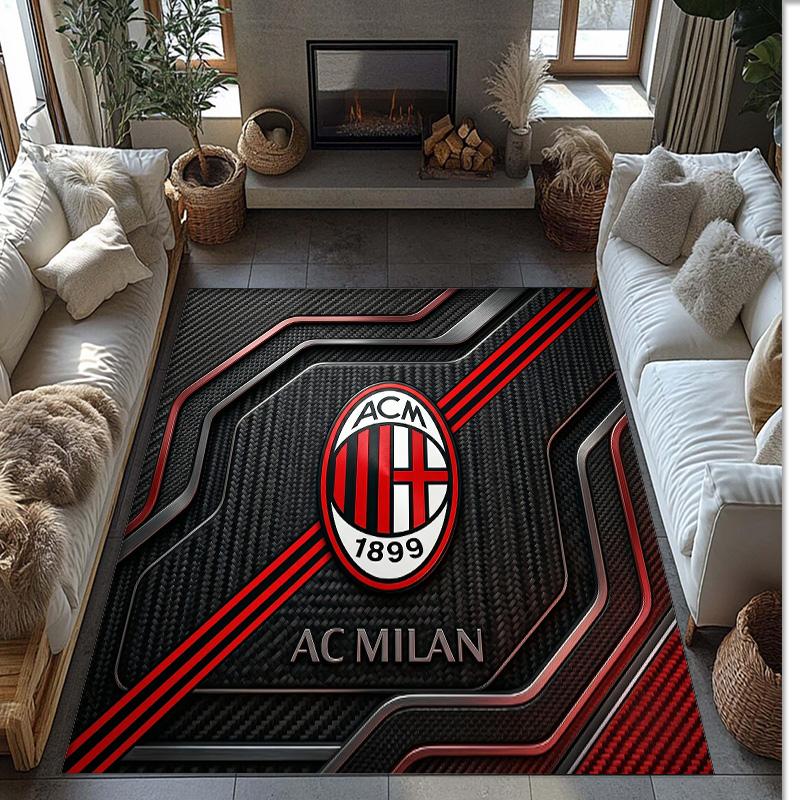 Фланелевый ковер с принтом AC Milan, нескользящий, мягкий, из полиэстера, для пола, декоративный коврик для спальни, гостиной, дивана, игровой комнаты, домашний декор