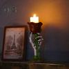 Skeleton Hand Rose Candle Holder Ghost Hand Holding Flower Resin Figurine Taper Pillar Candle Candlestick Table Centerpiece Decoration