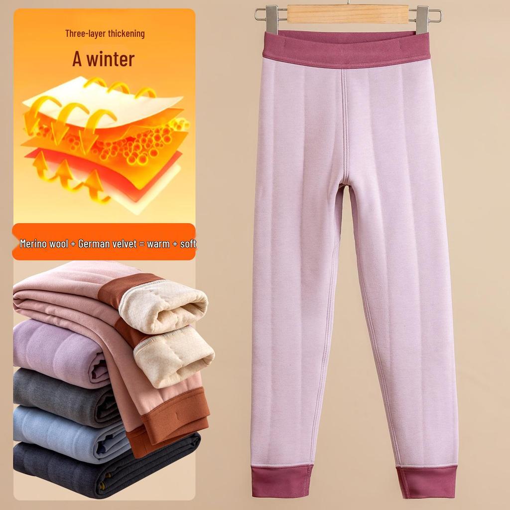 Children's Thickened Velvet School Uniform Pants: Double-Sided Fleece Autumn/Winter Leggings