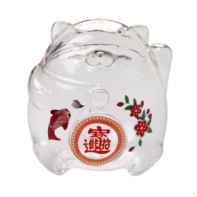 Прозрачное стекло Lucky Cat Копилка с деньгами, украшение для рабочего стола, горшок для экономии денег Fortune
