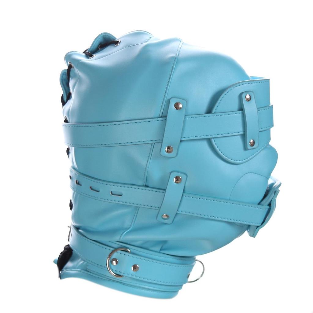 Эротический капюшон с фаллосом, маска для глаз, кожаная маска и полиуретановое кольцо для рта